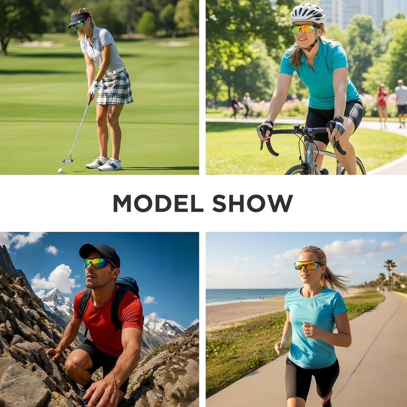 LOLOON Store Cycling Sunglasses for Men Women Youth, Wrap Around Sports Sunglasses for Running Climbing Bike Baseball Softball Golf - Image 2
